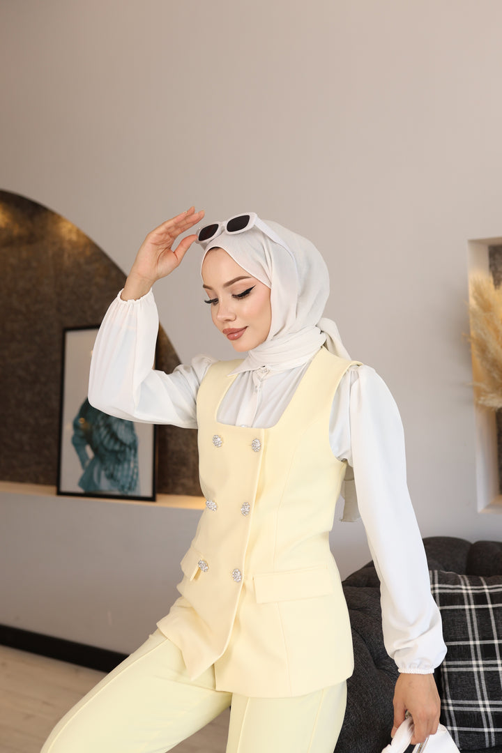 Tesettür Kadın Elegan Takımı Yelek pantolon