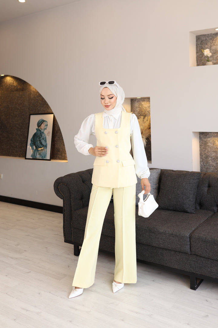 Tesettür Kadın Elegan Takımı Yelek pantolon