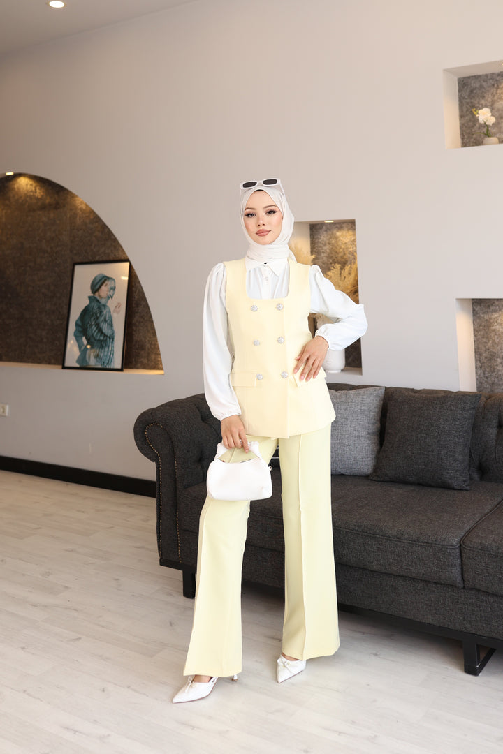 Tesettür Kadın Elegan Takımı Yelek pantolon