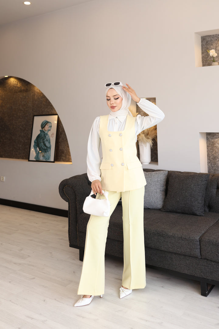 Tesettür Kadın Elegan Takımı Yelek pantolon
